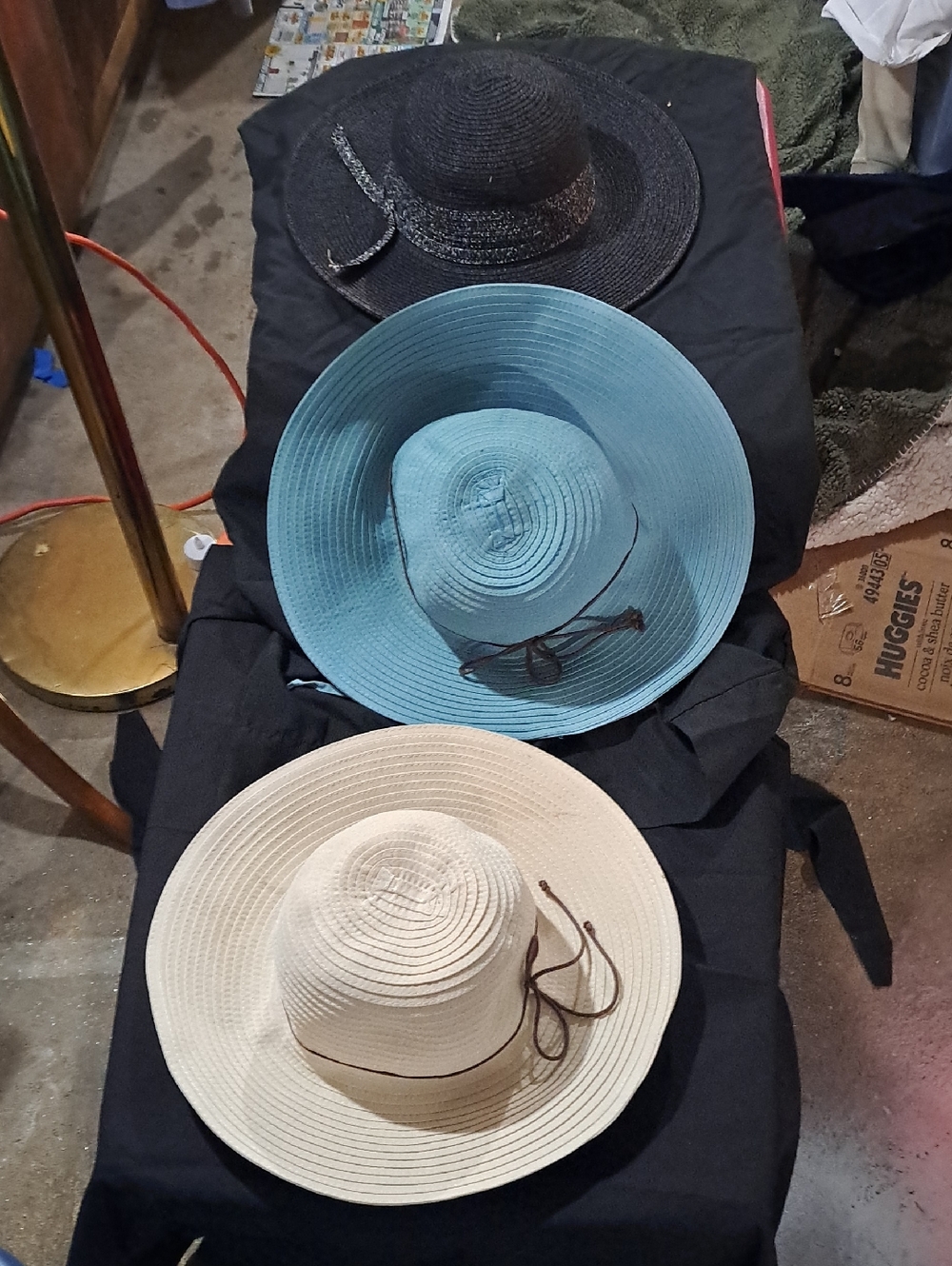 Wide Brim Sun Hat - Blue, Cream, and Black Options Lot Of 3